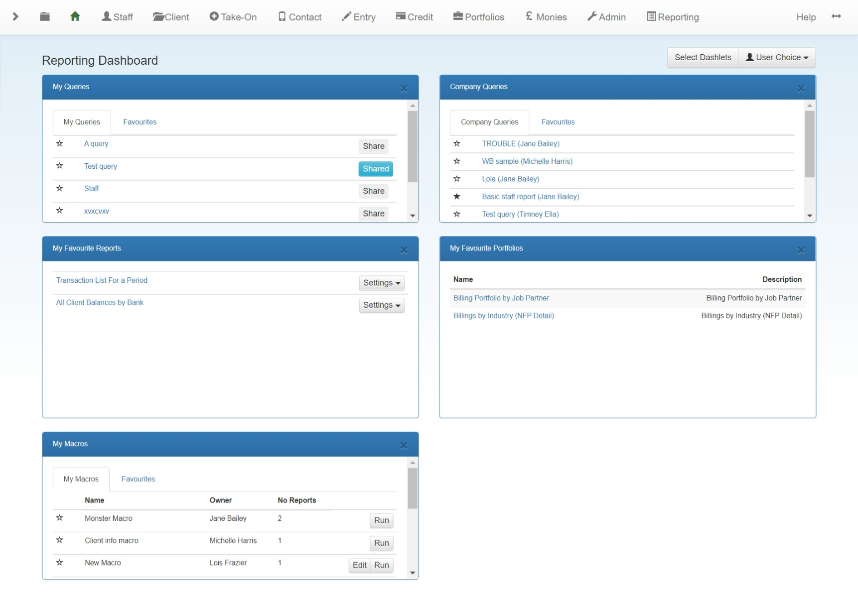 Reporting Dashboard